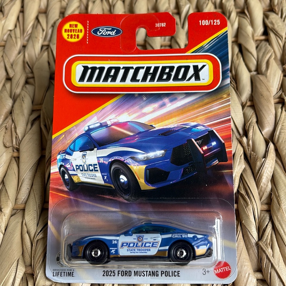 Matchbox 2025 Ford Mustang 911 Police State Trooper Car Blue Vehicle New 2026